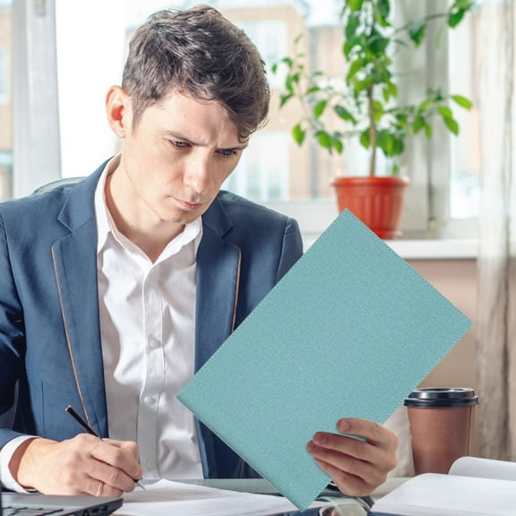 A4 Soft Binder with Lateral Leather Face, 6-Hole Clip Design Removable, Double Leather Material Thick & Durable, Stainless Steel Clasp Sturdy, Soft Skin-Friendly Easy to Carry, Ideal for Documents