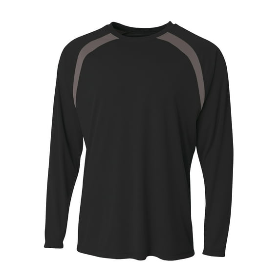 A4 Spartan Long Sleeve Color Block Crew For Men in Black/Graphite | N3003