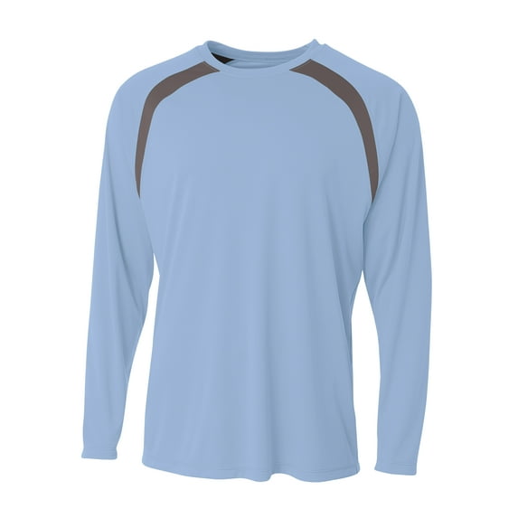 A4 Spartan Long Sleeve Color Block Crew For Men in Ltblue/ Graphite | N3003