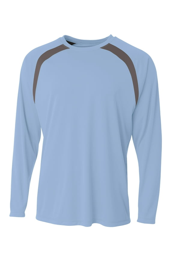 Spartan Long Sleeve Color Block Crew For Men in Ltblue/ Graphite | N3003
