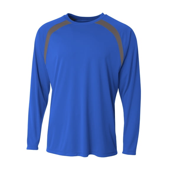 A4 Spartan Long Sleeve Color Block Crew For Men in Royal/Graphite | N3003