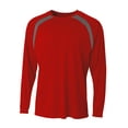 thumbnail image 1 of A4 Spartan Long Sleeve Color Block Crew For Men in Scarlet/Graphite | N3003, 1 of 1