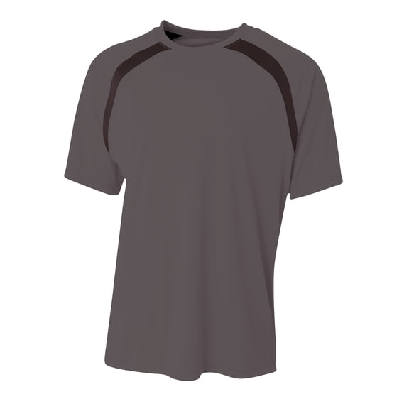 A4 Spartan Short Sleeve Color Block Crew For Men in Graphite/Black | N3001