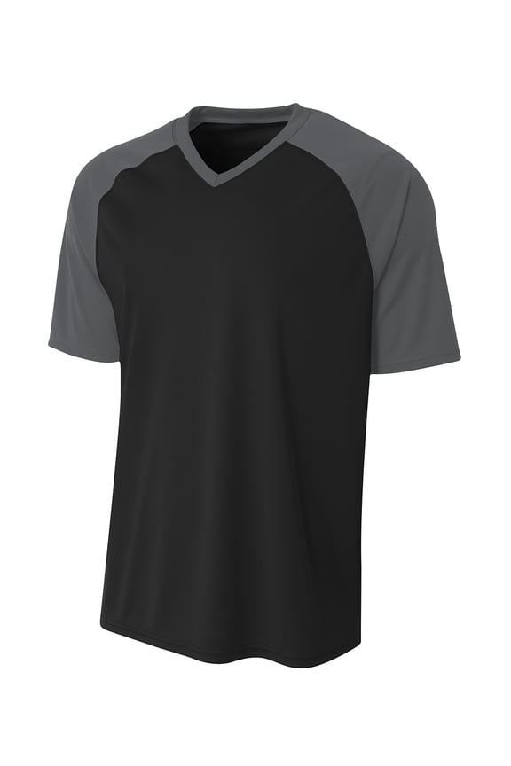 Drop Ship Men's Polyester V-Neck Strike Jersey with Contrast Sleeve - N3373