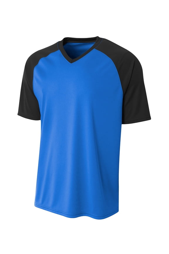 Drop Ship Men's Polyester V-Neck Strike Jersey with Contrast Sleeve - N3373