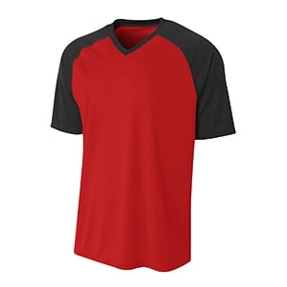 A4 Strike Raglan Tee For Youth Male in Scarlet/Black NB3373