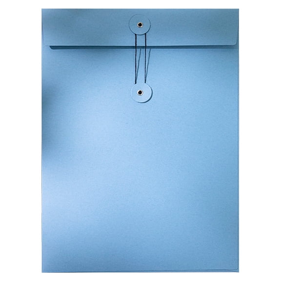 A4 String-Tie Document Envelope in Blue, Thick Kraft Paper, Secure Button Closure for Office and Home