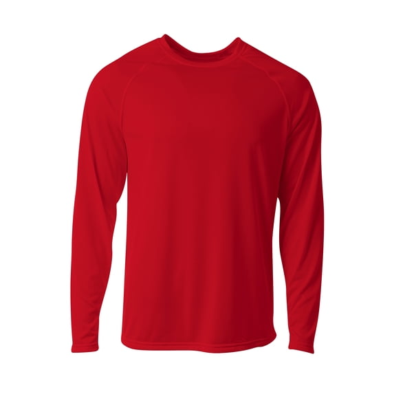 A4 SureColor Long Sleeve Cationic Tee Stain Release and Odor Resistant for Easy Care For Boys Color Scarlet Size M