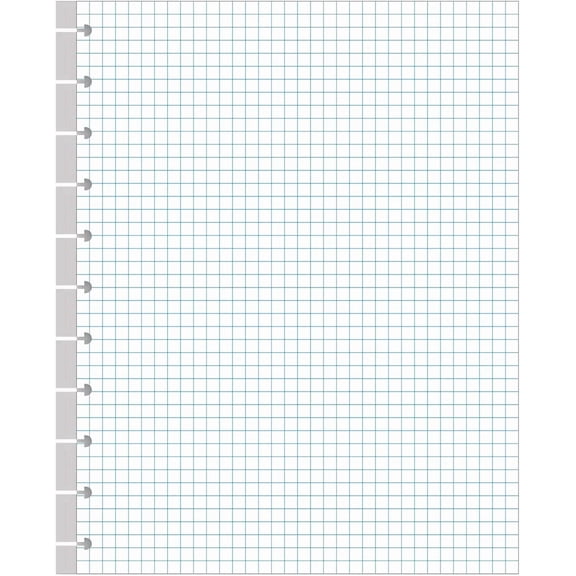 A4 TUL Discbound Grid Filler Paper - 11 Disc Graph Paper, Letter Size 100Sheets / 200Pages Loose-Leaf Paper, 100gsm White Paper, 8.5'' x 11''