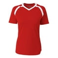thumbnail image 1 of A4 Teen Ace Short Sleeve Volleyball Jer For Teen Female in Scarlet/White | NG3019, 1 of 3