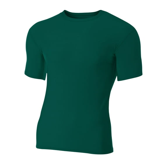 A4 Teen Short Sleeve Compression Crew For Teen Male in Forest | NB3130
