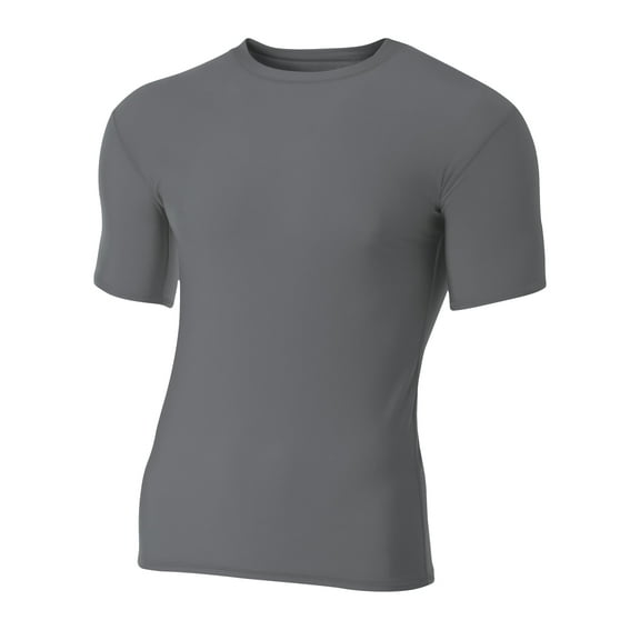 A4 Teen Short Sleeve Compression Crew For Teen Male in Graphite | NB3130