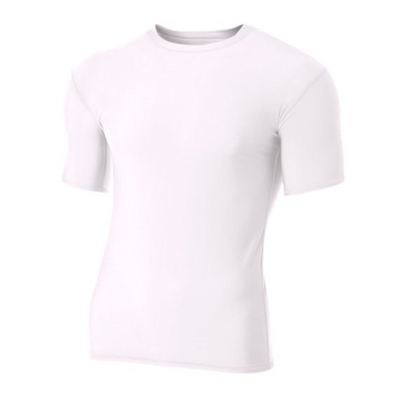 A4 Teen Short Sleeve Compression Crew For Teen Male in White | NB3130