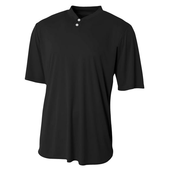 A4 Tek 2-Button Henley For Men in Black | N3143