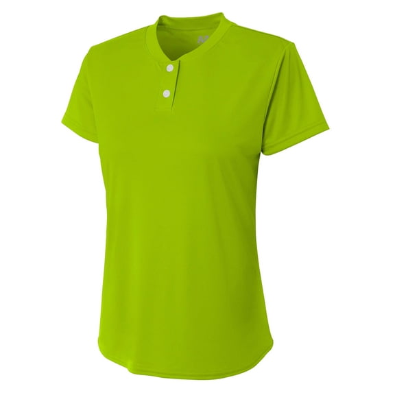 A4 Tek 2-Button Henley For Teen Female in Lime NG3143