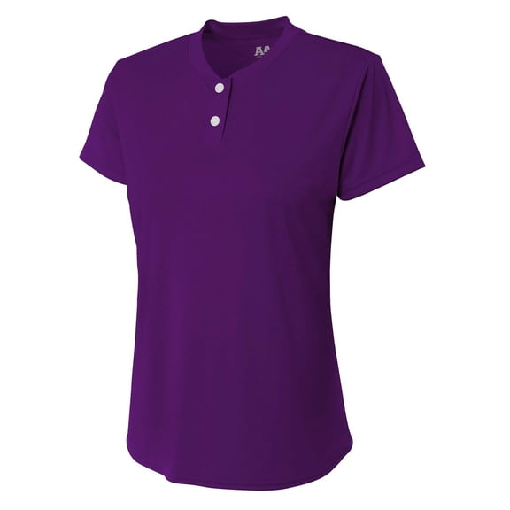 A4 Tek 2-Button Henley For Teen Female in Purple NG3143