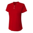 thumbnail image 1 of A4 Tek 2-Button Henley For Teen Female in Scarlet NG3143, 1 of 2
