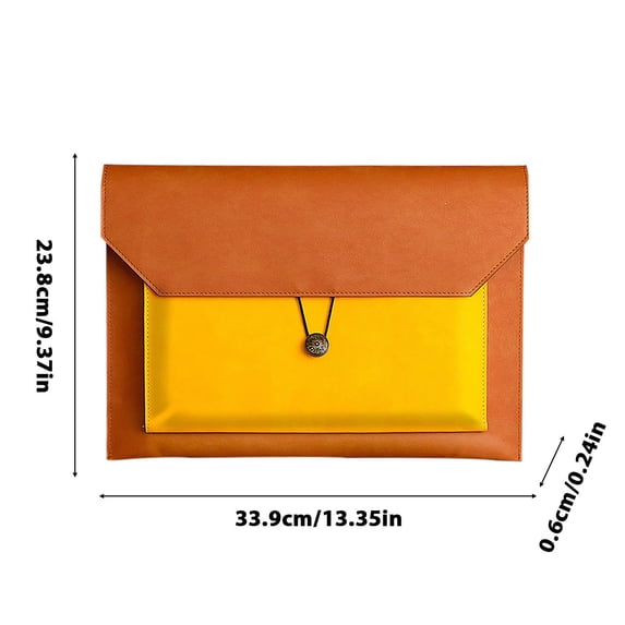 A4 Thickened Leather Snap Closure Document Bag, Watertight Business Briefcase and File Folder for Office, Professional File Folder with Multiple Pockets for Laptops and Papers