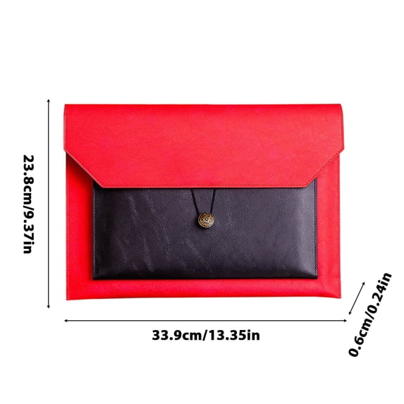 A4 Thickened Leather Snap Closure Document Bag, Watertight Business Briefcase and File Folder for Office, Professional File Folder with Multiple Pockets for Laptops and Papers