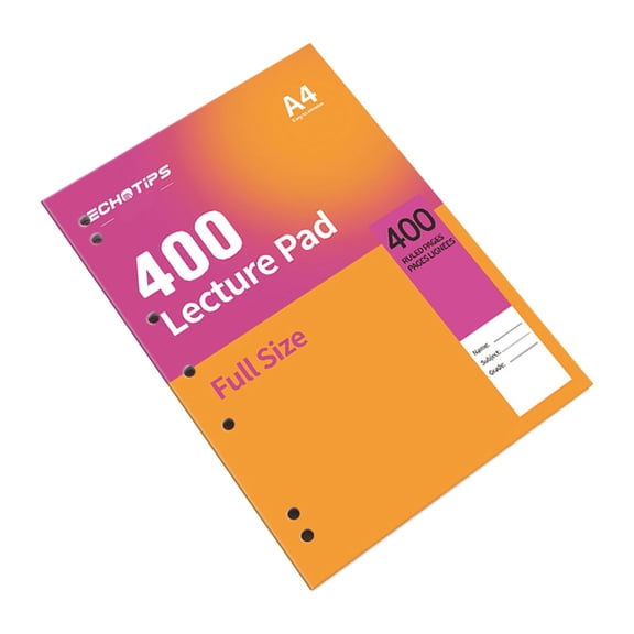 A4 Thin Paper Lecture Notebook, 400 Pages 55gsm Ruled Lined Journal, Easy Tear Lightweight Notepad For Home Office, Pink Orange (Multicolor, 29.7*21)