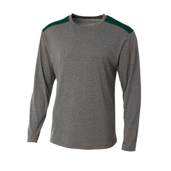 A4 Tourney Heather Long Sleeve Tee For Men in Heather/Forest | N3101