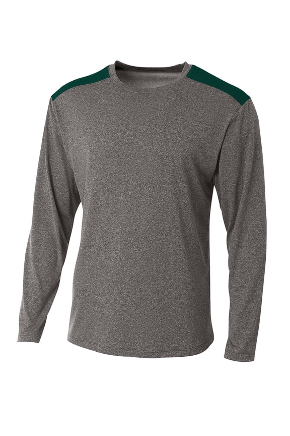 Tourney Heather Long Sleeve Tee For Men in Heather/Forest | N3101