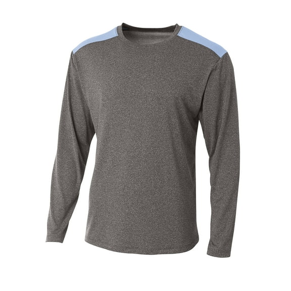 A4 Tourney Heather Long Sleeve Tee For Men in Heather/Lt Blue | N3101