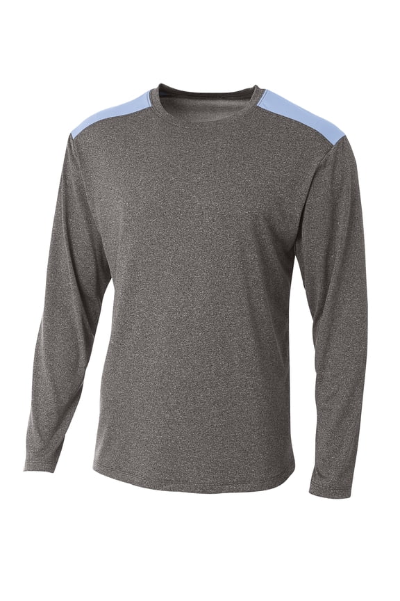 Tourney Heather Long Sleeve Tee For Men in Heather/Lt Blue | N3101