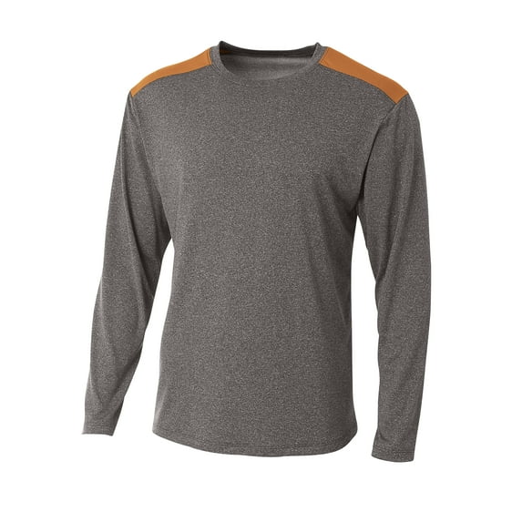 A4 Tourney Heather Long Sleeve Tee For Men in Heather/Orange | N3101
