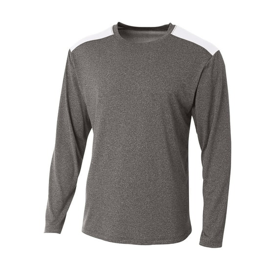 A4 Tourney Heather Long Sleeve Tee For Men in Heather/White | N3101