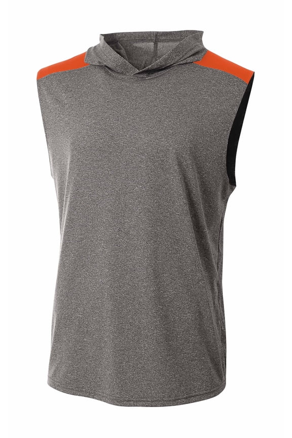 Tourney Sleeveless Hooded Tee For Men in Heather/Orange | N3031