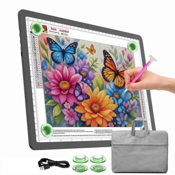 KOBAIBAN A4 Magnetic Light Board with Bag & Side Buttons – Super Bright Lightbox for Tracing and Drawing, Diamond Painting, Weeding Vinyl – USB Powered