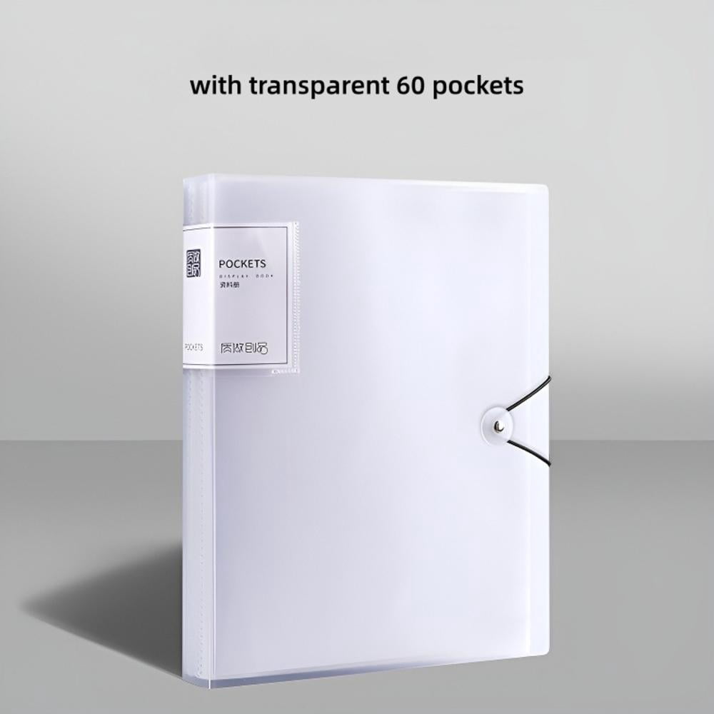 A4 Transparent File Folder with 40/60 Pockets, PP Plastic Document ...