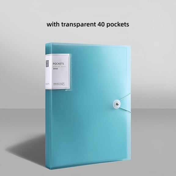 A4 Transparent File Folder with 40/60 Pockets, PP Plastic Document Organizer with Button Closure, Clear Sheet Protector for School Office Test Papers and Reports