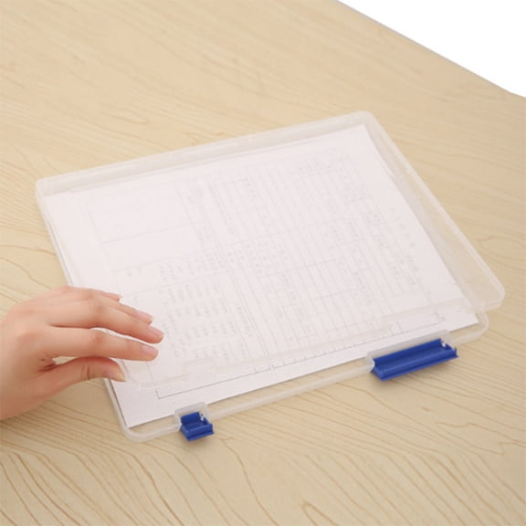 A4 Transparent Storage Box Clear Plastic Document Paper Filling Case File Box for Office Organization and Important Certificate Protection Stackable Design Portable Blue 12X9 Inch