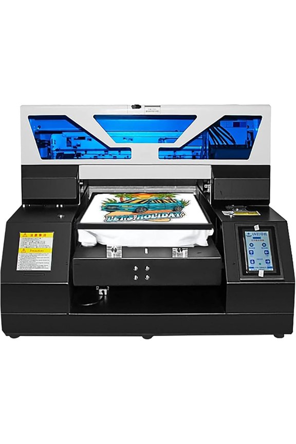 A4 UV DTG Printer T-Shirt Machine with Vacuum Platform & Bottle Holder, 2880 * 1440dpi UV Flatbed Printer L1800 Print Head