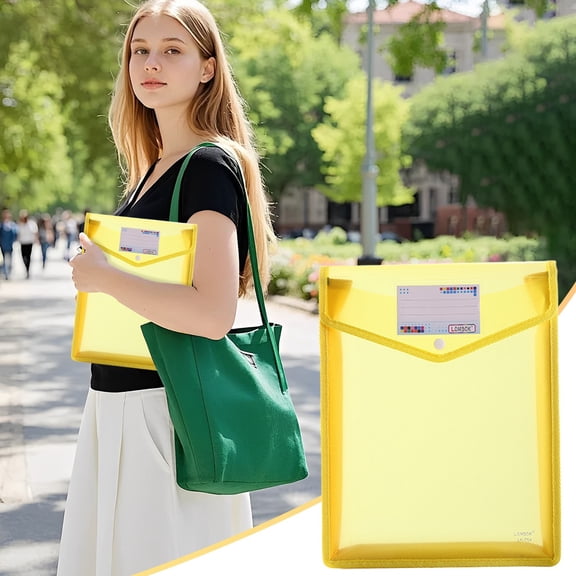 A4 Vertical Plastic Expanding File Folder with Snap Closure & Label Pocket,9.84"×7.48",1PC,Yellow