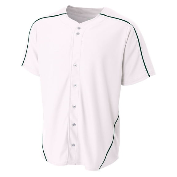 A4 Warp Knit Baseball Jersey For Men in White/Forest | N4214