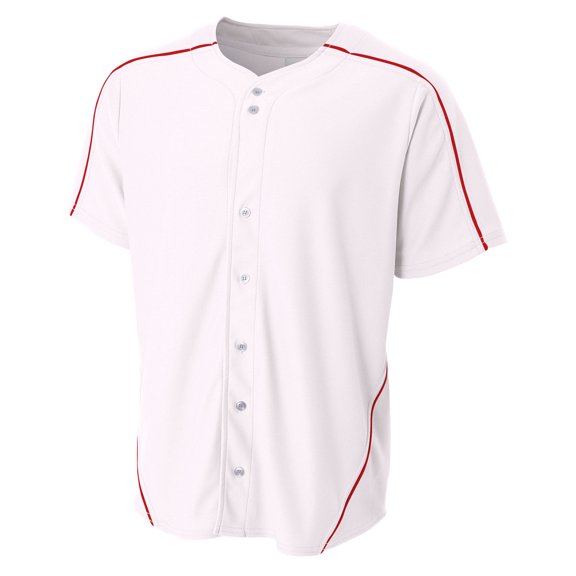 A4 Warp Knit Baseball Jersey For Men in White Scarlet | N4214