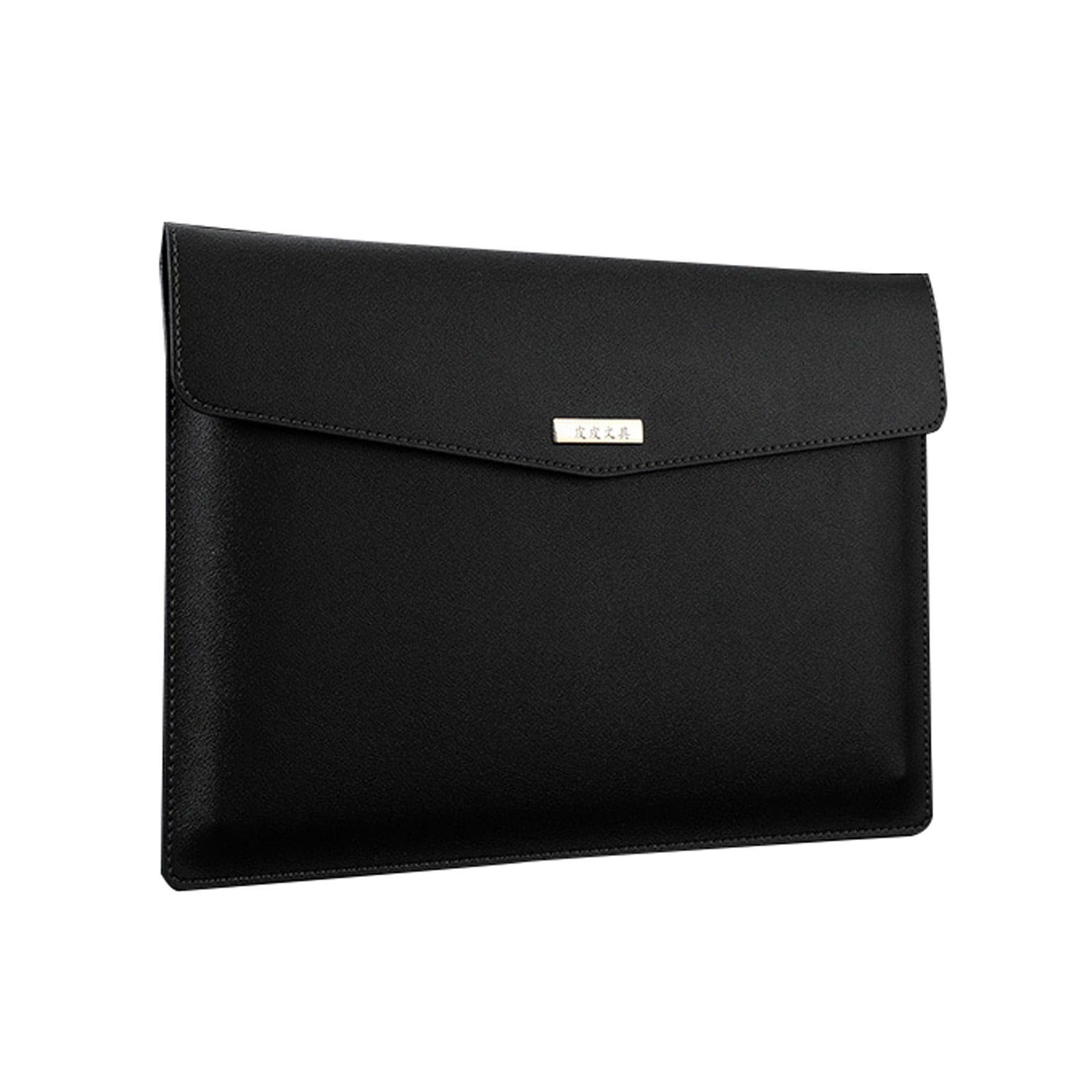 A4 Waterproof Leather File Folder, Durable Faux Leather Envelope Document Folder, Bag Pouch Holder, Ideal for Office, Business, Data Paper Easy Briefcase Bag with Buckle, 3Pcs(Black,13x9.6")