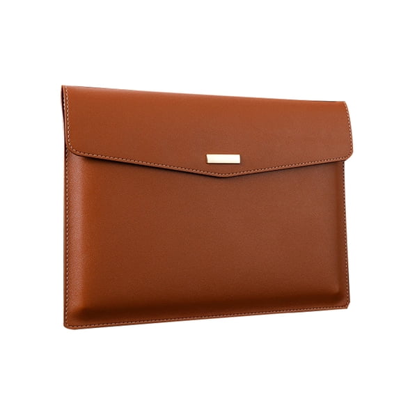 A4 Waterproof Leather File Folder, Durable Faux Leather Envelope Document Folder, Bag Pouch Holder, Ideal for Office, Business, Data Paper Easy Briefcase Bag with Buckle, 1Pc(Brown,13x9.6")