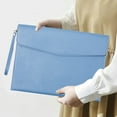 thumbnail image 1 of A4 Waterproof Leather File Folder, Envelope Style Document Case, Removable Hand Strap File Bag, Portable Document Storage Holder for Office Home, 13*9.4in, Blue, 1 of 6