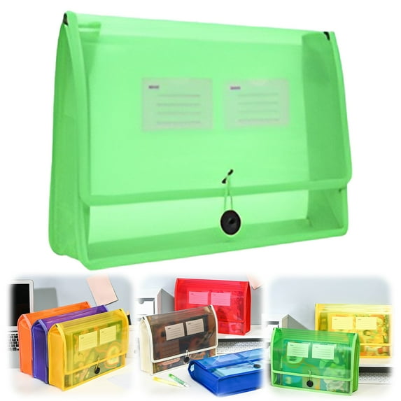 A4 Waterproof Pouch File Organizer, Green, Plastic File Wallet Envelope Expanding File Folder Document Organizer with Snap Closure & Label Pocket for Home, Office, By Kingtowag
