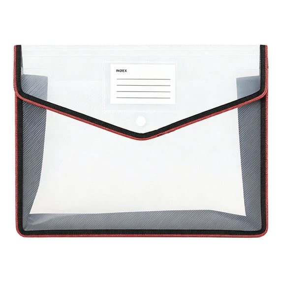 A4 Waterproof Snap Button File Bag, Black Document Pouch for Office, School Folder Organizer
