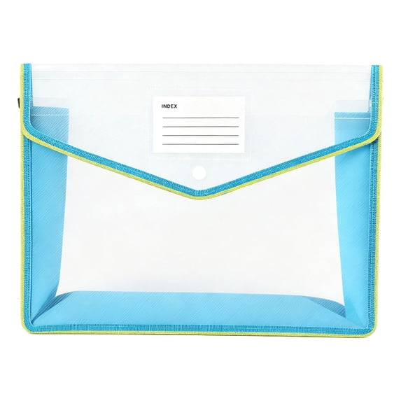 A4 Waterproof Snap Button File Bag, Navy Blue Document Pouch for Office, School Folder Organizer