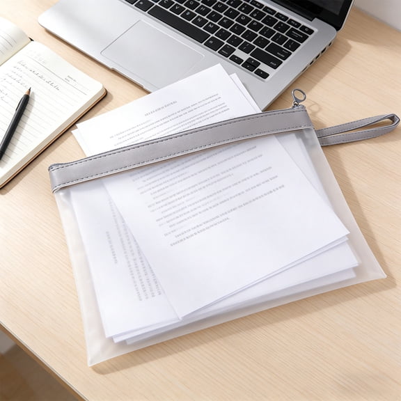 A4 Waterproof Zipper File Folder with Handle – Frosted Clear TPU Document Pouch for Office, School Papers, Travel and Home Storage