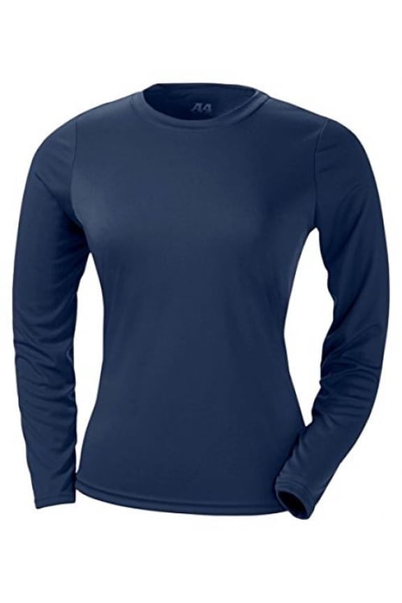Women's Long Sleeve Cooling Performance Fastpitch Softball Crew T-Shirt Navy 2Xl