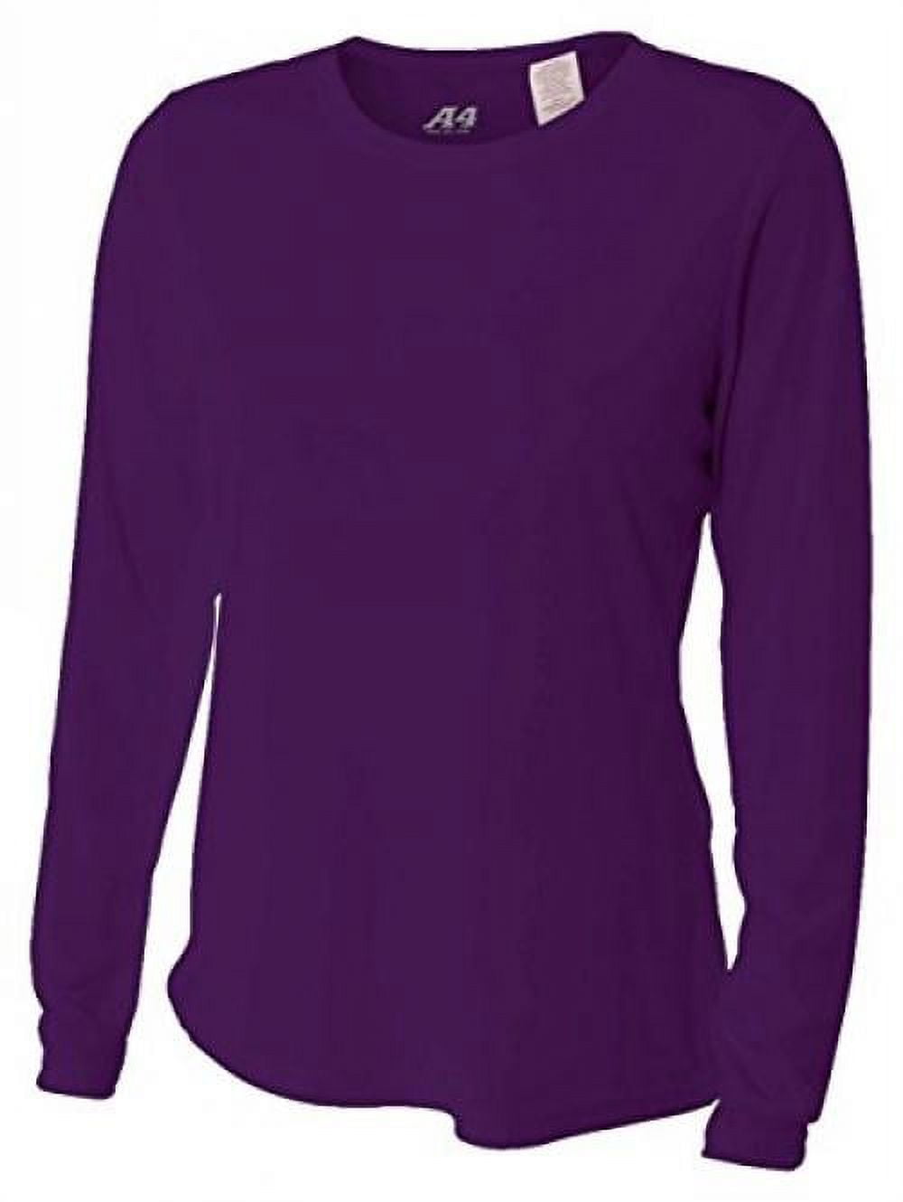 A4 Women's Cooling Performance Long Sleeve T-Shirt, Purple, Large