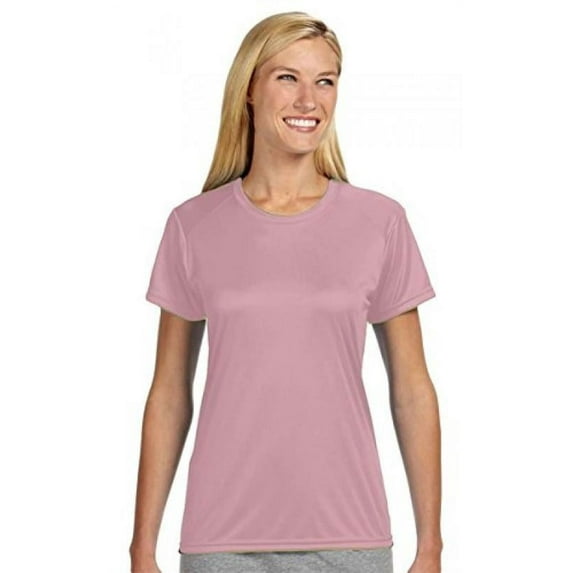 A4 Women's Cooling Performance Crew Short Sleeve T-Shirt, Pink, Small