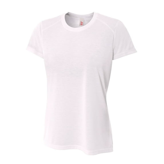 A4 Womens 100% Polyester Gaming Performance All Season Lightweight Athletic Spun Poly Tee, White, Large, NW3264